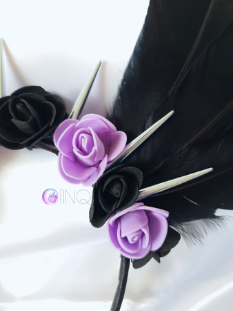 Black and purple angel - opaska z czarnymi skrzydłami (4)