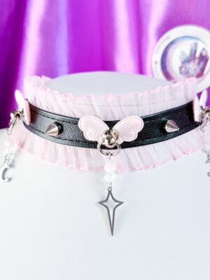 Sky is Pink -  coquette choker z gwiazdką i księżycami