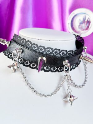 Alternative view of Goth obroża z długimi kolcami i kolczastymi kulami od kiścienia