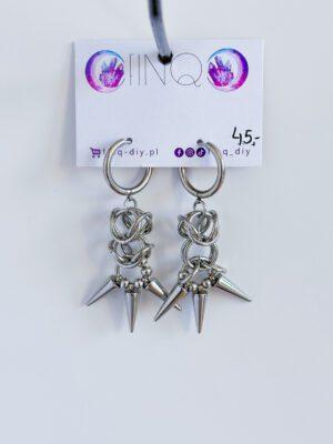 Chain mail kolczyki ze stali szlachetnej z kolcami.